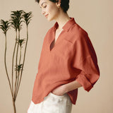 Linen Plaid Oversized Fit Pocket Shirt