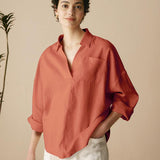 Linen Plaid Oversized Fit Pocket Shirt