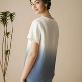 100% Linen Easy Popover V-Neck Boxy Top DAWN