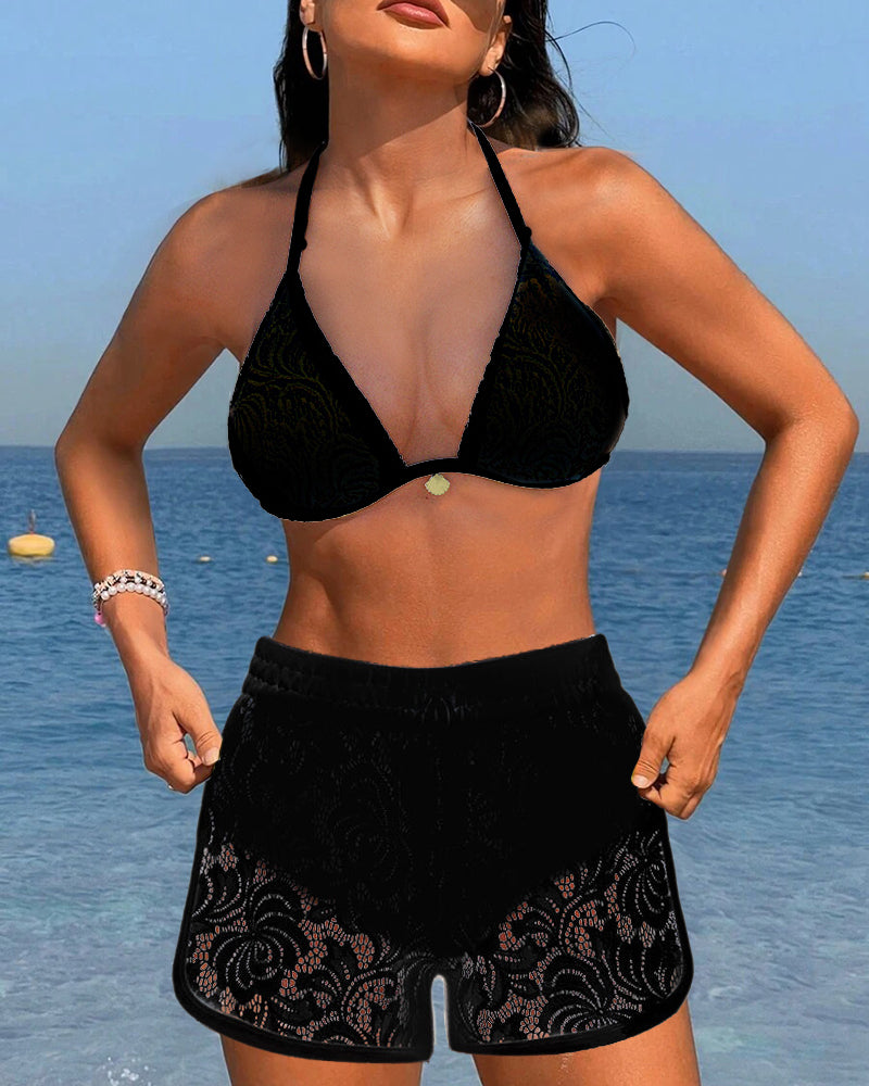 Lena – Elegantní jednobarevné bikiny s krajkou