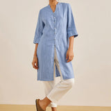 100% Linen Hand Button Long Top DILLON