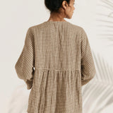 Linen Checked Long-Sleeved Top CAROLINE