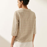 Linen Round Soft-Fold Collar Top ANAIS