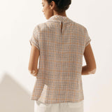 Linen Cutout Turtleneck Top QUINN