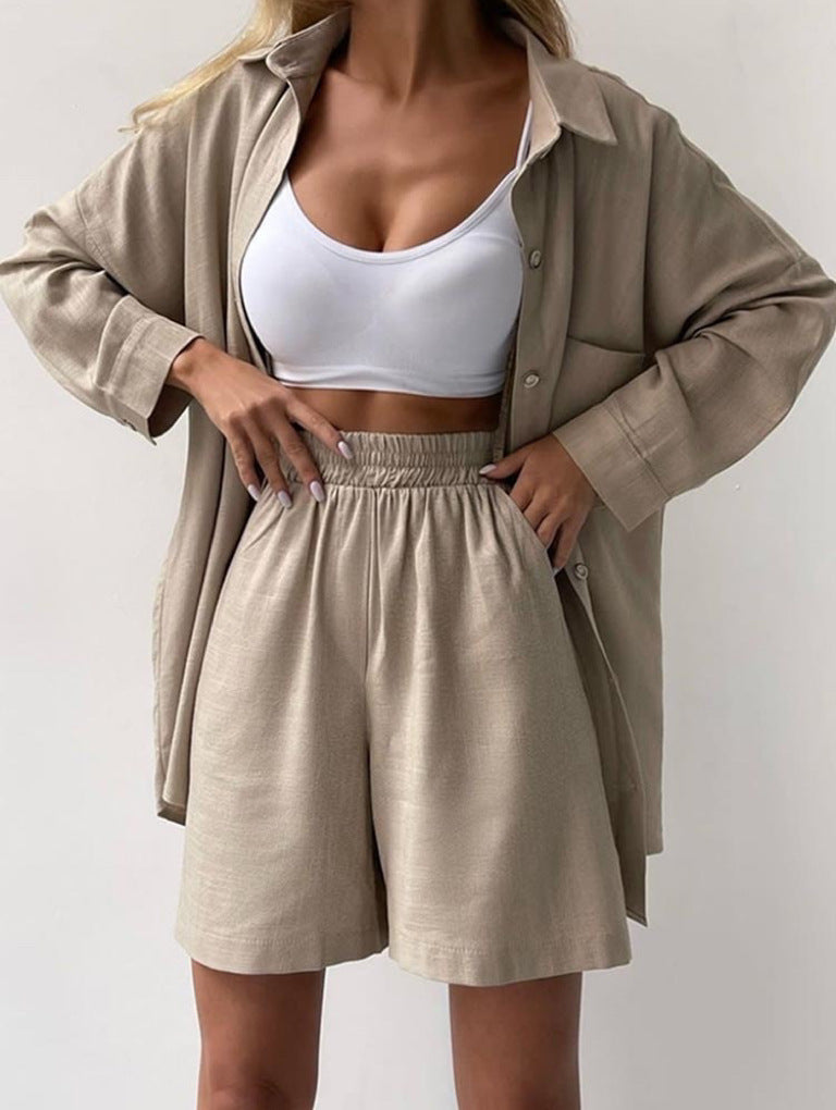 Katharina – Elegantní dvoudílný komplet, barva: khaki