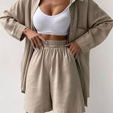 Katharina – Elegantní dvoudílný komplet, barva: khaki