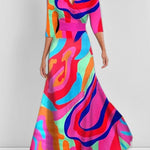 Mathilda – Elegantní maxi komplet – midi šaty v plážovém glamour stylu, barva: vícebarevná