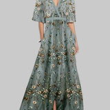 Mathilda – Elegantní maxi komplet – midi šaty v plážovém glamour stylu, barva: šedá