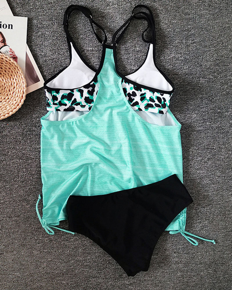 Sophie – Jednobarevné tankini s leopardím potiskem