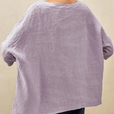 100% Linen Gingham Checked Boatneck 3/4 Length Sleeve Top AURORA