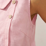 100% Linen Sleeveless Crescent Collar Top KARA