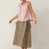 100% Linen Structured Collar Sleeveless Blouse BLAIR