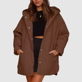 Päivi - Zimní oversize bunda s kapucí, barva: hnědá