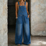 Harper - Gumis derekú farmer jumpsuit