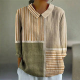 Keilani – csíkos patchwork blúz