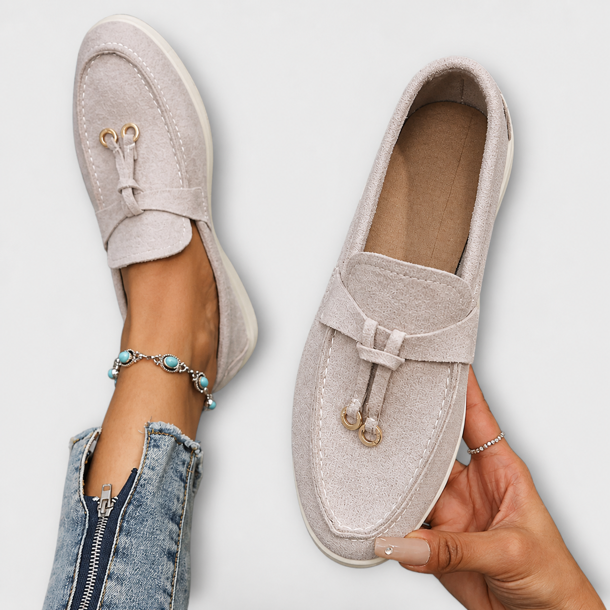 Josefine – Elegantní loafers, barva: béžová
