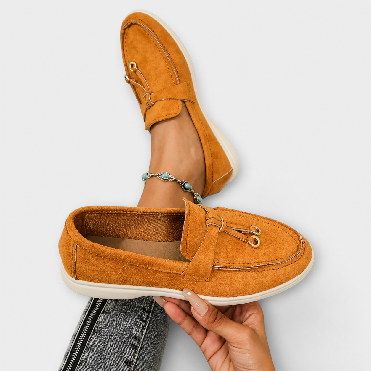 Josefine – Elegantní loafers, barva: oranžová