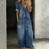 Olga - Rövid ujjú jumpsuit V-nyakkal