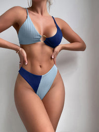 Natalie - Ribbed Two Tone High Leg Bikini
