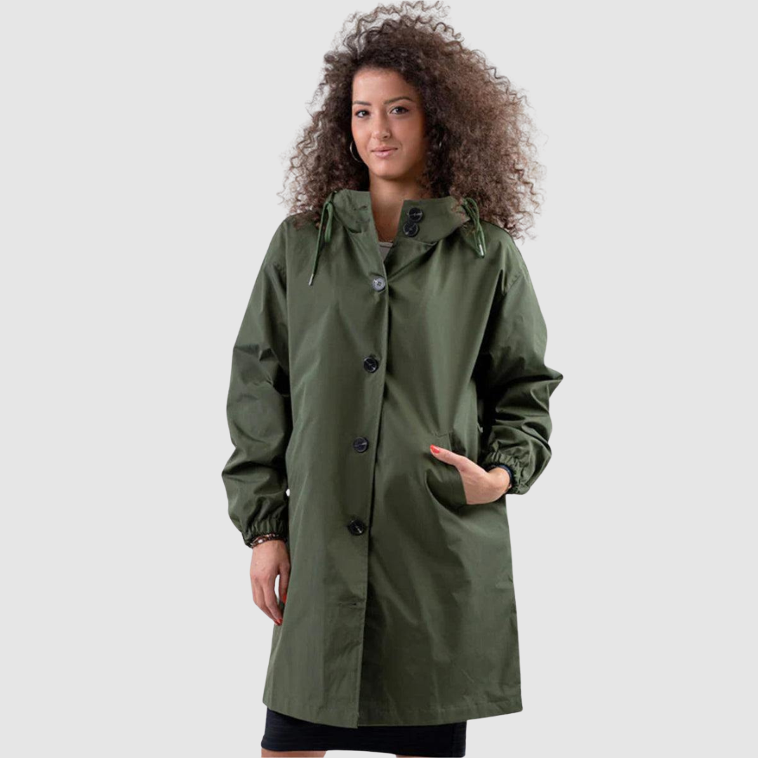 Lucie - Moderní nepromokavá oversize bunda, barva: khaki zelená