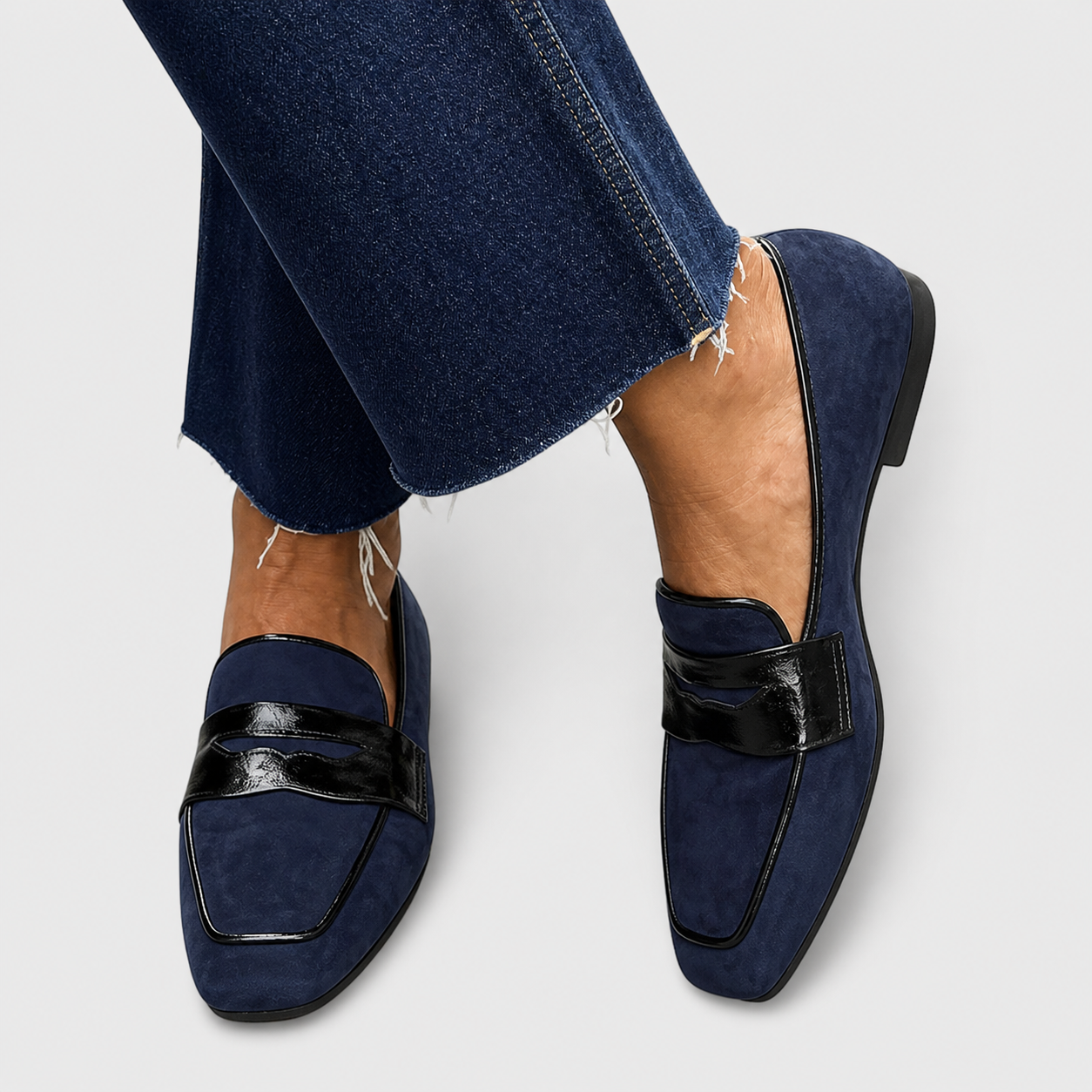 Veronika – Elegantní kožené mokasíny, barva: modrá