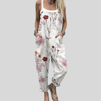 White Dungarees with Red Blossoms