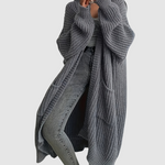Marie – Pohodlný dlouhý cardigan, barva: šedá