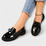 Klasické mokasíny v preppy stylu, barva: černá