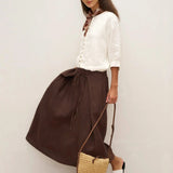 100% Linen Button-Front Drop Shoulder Shirt EASTER