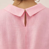 100% Linen Draped Collar Tank Top