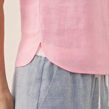 100% Linen Draped Collar Tank Top
