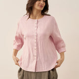 100% Linen Button-Front Drop Shoulder Shirt EASTER