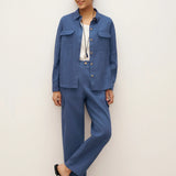 100% Linen Flap-Patch Buttoned Closure Shirt Jacket JANE