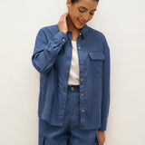 100% Linen Flap-Patch Buttoned Closure Shirt Jacket JANE