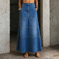 Mary - Mid-Length Denim Skirt