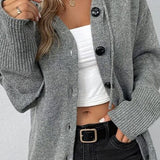 Měkký pletený cardigan Amelia, barva: šedá