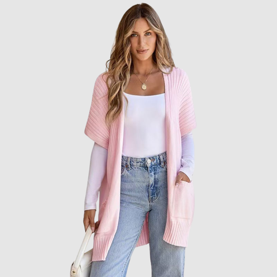 Jasmína - Lehký pletený cardigan, barva: růžová
