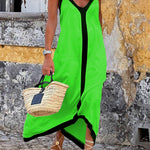 Verena – Midi šaty s designem Colour-Block Lavechic Île, barva: zelená