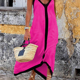 Verena – Midi šaty s designem Colour-Block Lavechic Île, barva: červená/růžová