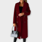 Judith - Elegantní vlněný kabát, barva: červená