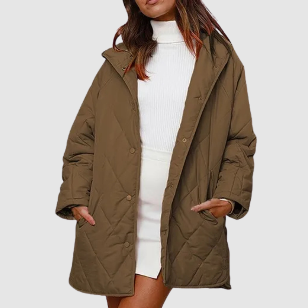 Päivi - Zimní oversize bunda s kapucí, barva: khaki