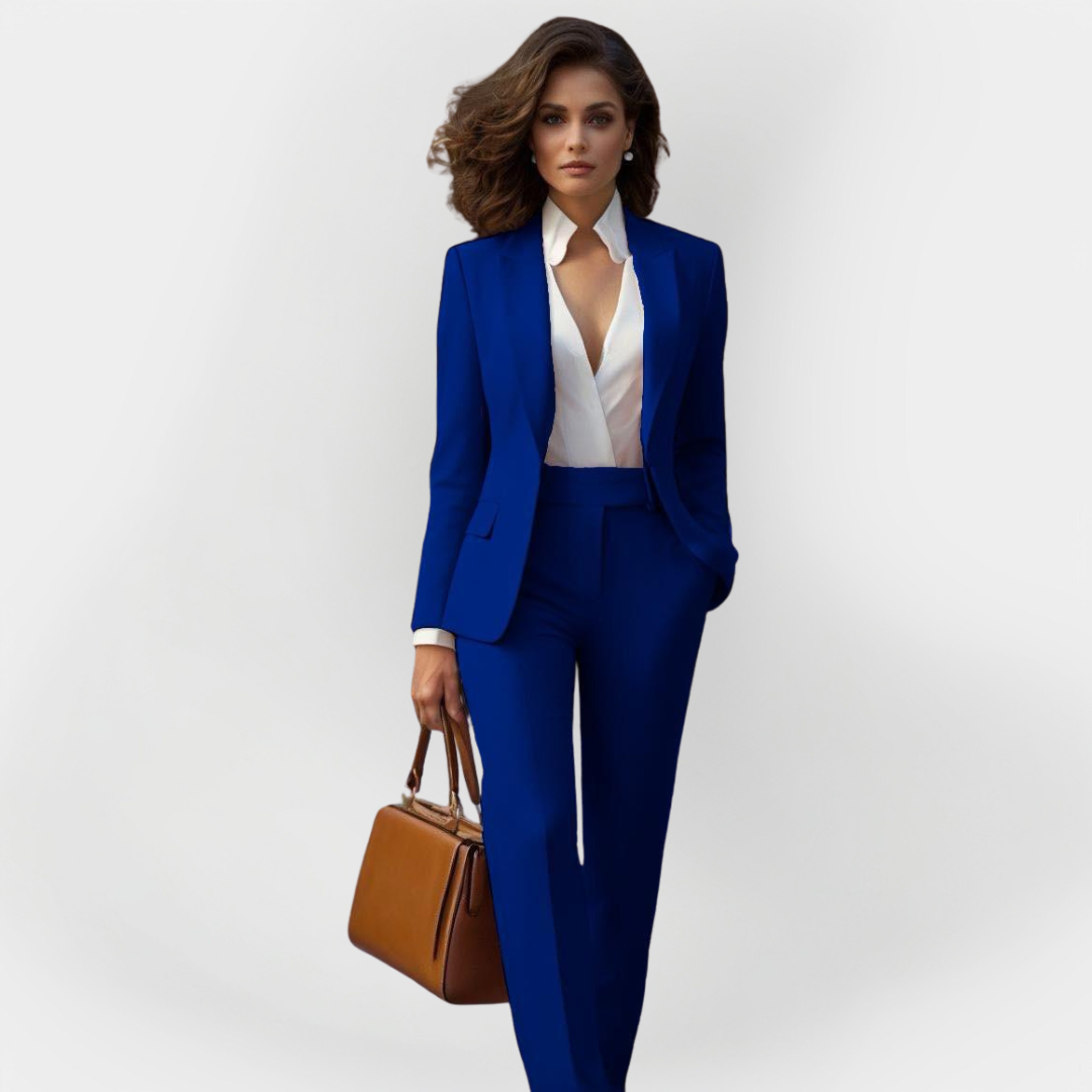 Elżbieta - Elegantní dámský kostým, barva: modrá
