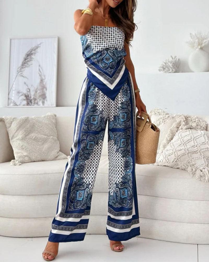 Lilly – Elegantní dvoudílný letní komplet s topem a kalhotami s mašlí