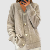 Elżbieta - Pletený cardigan, barva: šedá