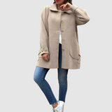 Outi - Klasické oversize sako s knoflíkem, barva: béžová