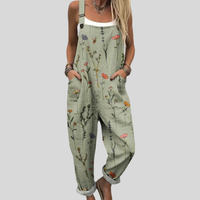 Sage Green Dungarees with Floral Mix