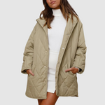 Päivi - Zimní oversize bunda s kapucí, barva: světle zelená