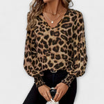 Joana - Elegantní top s leopardím vzorem, barva: hnědá