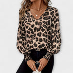 Joana - Elegantní top s leopardím vzorem, barva: béžová