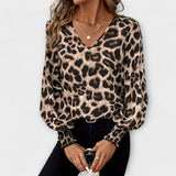 Joana - Elegantní top s leopardím vzorem, barva: béžová